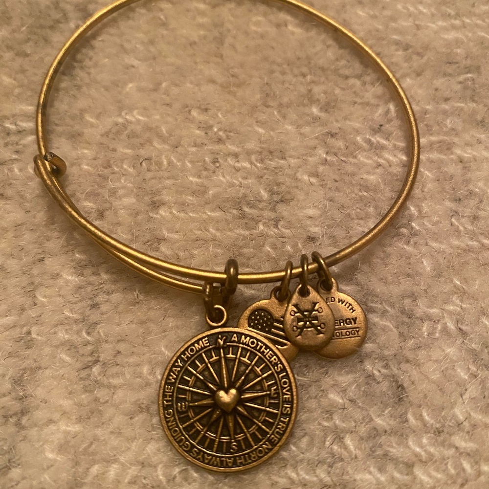 Alex and Ani Gold-Tone Compass Charm Bangle